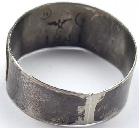 Waffen SS Totenkopf custom ring with SS runes - Swastika - Skull - marked and dated 1941