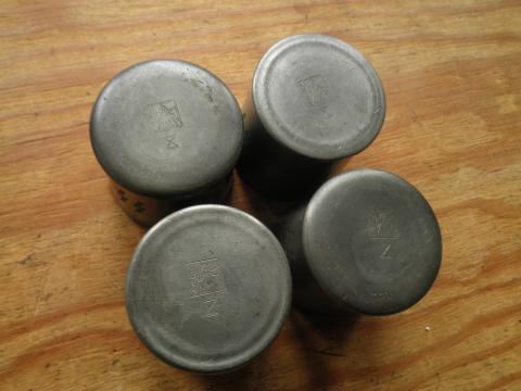 Waffen SS Totenkopf glass carafe bottle with SS runes on cups and skull on cap and cups