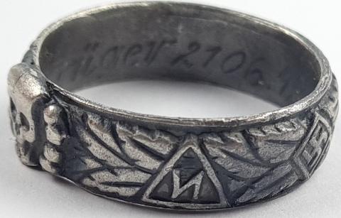 Waffen SS Totenkopf Heinrich Himmler Honor silver ring buy sell original genuine coa boyle