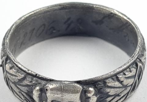 Waffen SS Totenkopf Heinrich Himmler Honor silver ring buy sell original genuine coa boyle
