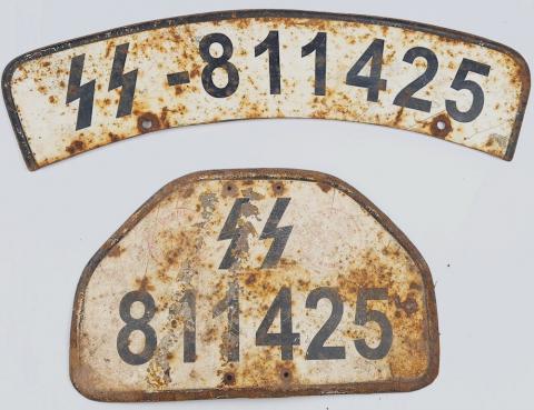 Waffen SS Totenkopf Panzer division motocycle matched set of licences stamped - relic found in Russia