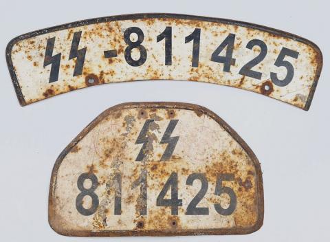 Waffen SS Totenkopf Panzer division motocycle matched set of licences stamped - relic found in Russia