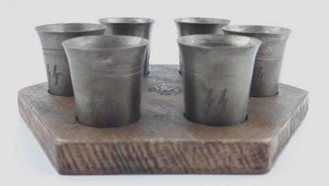 Waffen SS Totenkopf silverware set shooter cups skull ss runes original kantine