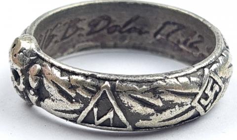 Waffen SS Totenkopf skull Honour Honor Himmler silver ring replika