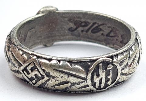 Waffen SS Totenkopf skull Honour Honor Himmler silver ring replika