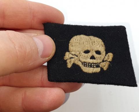 Waffen SS Totenkopf Skull NCO Collar tab tunic removed with RZM tag concentration camp guards