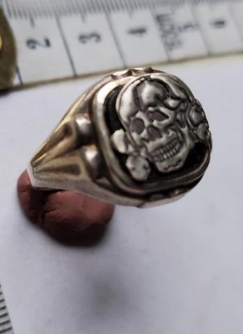 Waffen SS totenkopf skull silver ring with ID number of the SS owner engraved