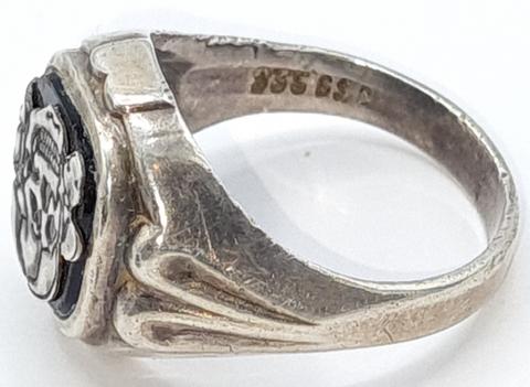 Waffen SS totenkopf skull silver ring with ID number of the SS owner engraved