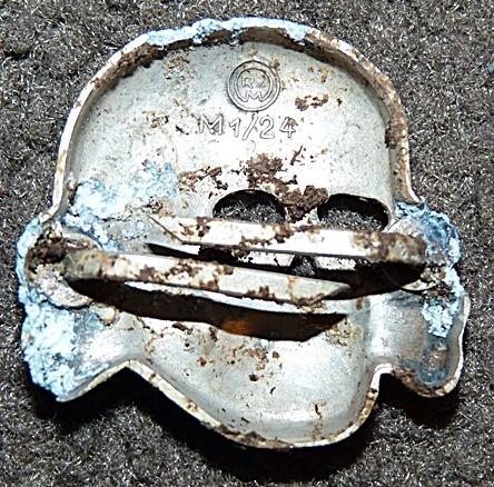 Waffen SS totenkopf skull visor cap insignia original for sale RZM M1/24