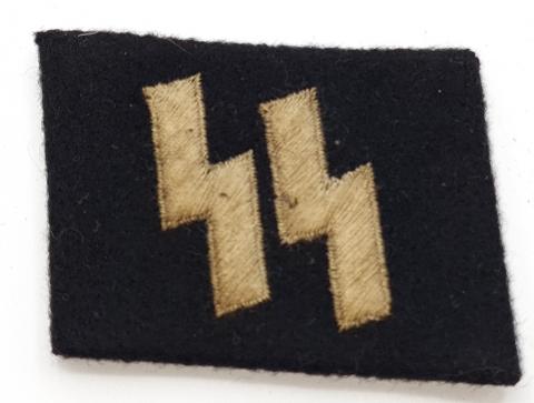 Waffen SS tunic removed NCO collar tab with SS runes and RZM tag