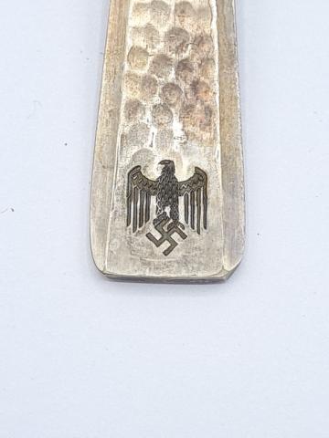 Wehrmacht officer engraved spoons case third reich eagle original silverware ah eb monogram