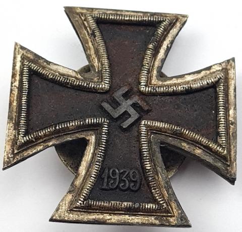  Wehrmacht Waffen SS original EK1 iron cross first class medal ROUND BACK PIN