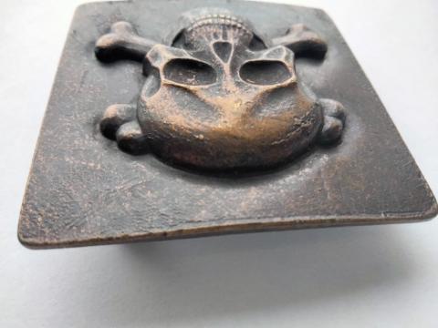 WW1 pre WW2 German prussia totenkopf skull belt buckle, massive and nice