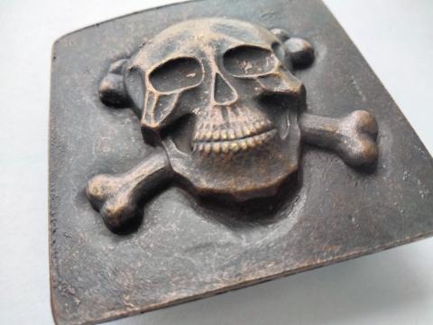 WW1 pre WW2 German prussia totenkopf skull belt buckle, massive and nice