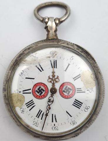 WW1 Veteran & WW2 Thirs Reich NSDAP leader pocket watch with wwi iron cross