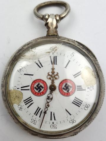 WW1 Veteran & WW2 Thirs Reich NSDAP leader pocket watch with wwi iron cross