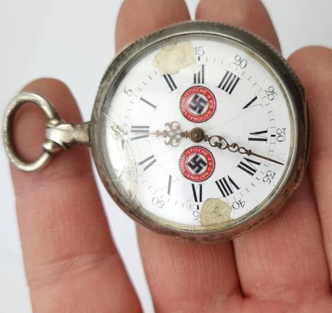 WW1 Veteran & WW2 Thirs Reich NSDAP leader pocket watch with wwi iron cross