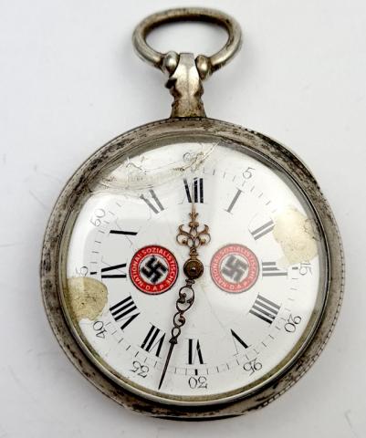 WW1 Veteran & WW2 Thirs Reich NSDAP leader pocket watch with wwi iron cross