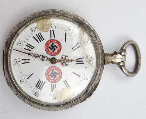 WW1 Veteran & WW2 Thirs Reich NSDAP leader pocket watch with wwi iron cross