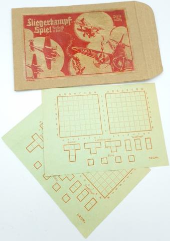 WW2 1930s Germany LUFTWAFFE board game 2 papers + enveloppe nazi allemagne jeu guerre