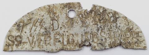 WW2 Allgemeine SS Deutschland SS-Verfugungstruppe SS-VT relic half dog tag dogtag