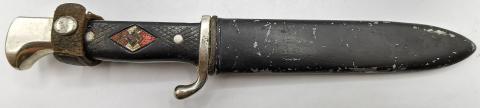 WW2 German Hitler Youth Early HJ Knife Anton Wingen Jr. Solingen original etui