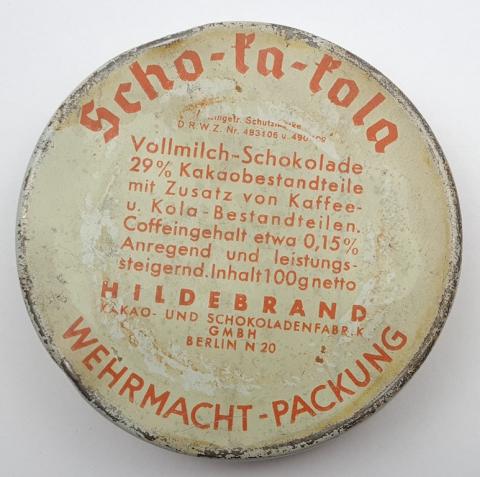 WW2 GERMAN NAZI 1939 SCHO-KA-KOLA CHOCOLAT TIN CAN PANZER WAFFEN SS WEHRMACHT CRYSTAL METH DRUG ADDED