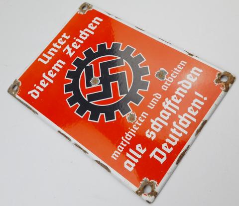 WW2 German Nazi Adolf Hitler Third Reich partisan members supporters wall enamel sign
