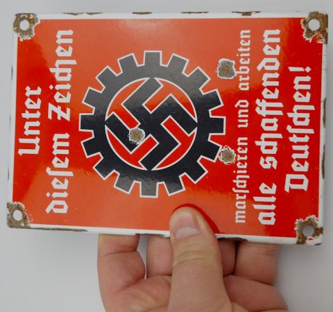 WW2 German Nazi Adolf Hitler Third Reich partisan members supporters wall enamel sign