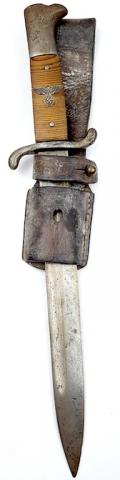 WW2 German Nazi Combat bayonet leather hanger Third Reich eagle pin original waffen ss heer