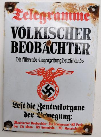 WW2 German Nazi early NSDAP telegram office wall admin metal sign