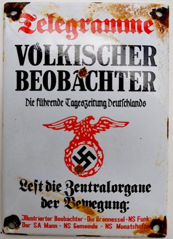 WW2 German Nazi early NSDAP telegram office wall admin metal sign