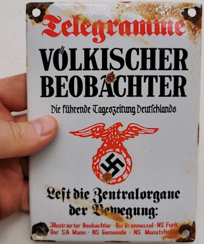 WW2 German Nazi early NSDAP telegram office wall admin metal sign