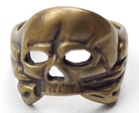 WW2 German Nazi early Waffen SS 1st panzer grenadier division totenkopf skull ring in case