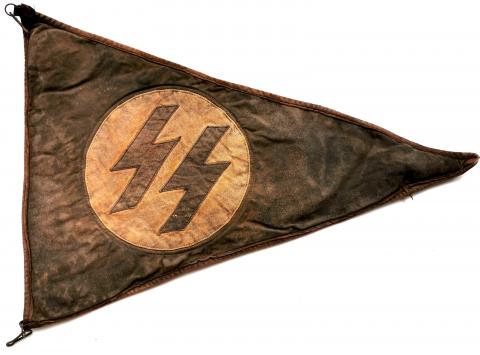 WW2 German Nazi Early original allgemeine-ss Waffen SS pennant flag podium one side with metal hangers