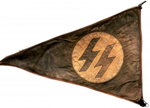 WW2 German Nazi Early original allgemeine-ss Waffen SS pennant flag podium one side with metal hangers