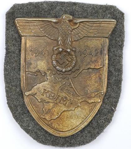 WW2 German Nazi eastern campaign KRIM SHIELD award stamped