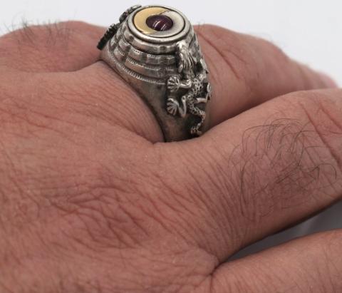 WW2 GERMAN NAZI EXTREMELY RARE GENERAL'S HIMMLER SUICIDE POISON SILVER RING
