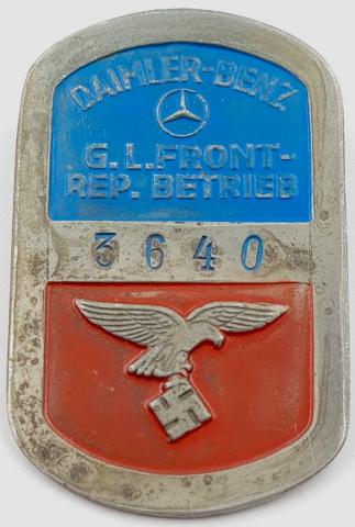 WW2 German Nazi Forced Labor Mercedes Benz Luftwaffe worker's ID pin