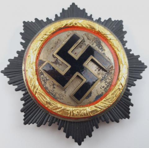 WW2 GERMAN NAZI GERMAN CROSS BY G. BREHMER MARKNEUKIRCHEN IN GOLD MEDAL BADGE WEHRMACHT, WAFFEN SS, LUFTWAFFE, KRIEGSMARINE, nsdap AWARD