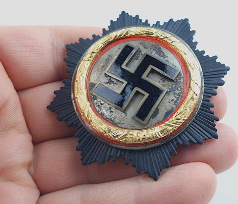 WW2 GERMAN NAZI GERMAN CROSS BY G. BREHMER MARKNEUKIRCHEN IN GOLD MEDAL BADGE WEHRMACHT, WAFFEN SS, LUFTWAFFE, KRIEGSMARINE, nsdap AWARD