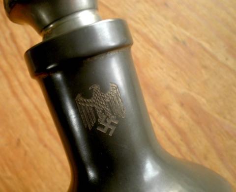 WW2 German Nazi Green Wehrmacht carafe with Third Reich heer eagle on three sides & Swastika