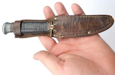 WW2 German Nazi hj hitler youth hunting knife with etui and hj pin 1939 WW2 German Nazi hj hitler youth hunting knife with etui and hj pin 1939