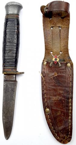 WW2 German Nazi hj hitler youth hunting knife with etui and hj pin 1939 WW2 German Nazi hj hitler youth hunting knife with etui and hj pin 1939