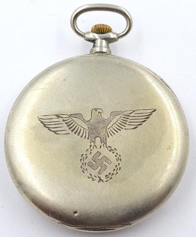 WW2 German Nazi Kriegsmarine navy KM u-boat pilot pocket watch with third reich eagle