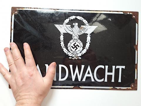 WW2 German Nazi Landwatch Gendarmerie Police Polizei enamel sign original for sale