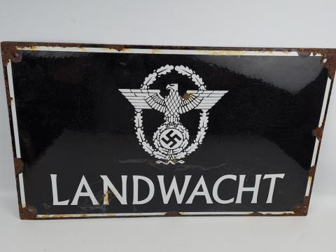 WW2 German Nazi Landwatch Gendarmerie Police Polizei enamel sign original for sale