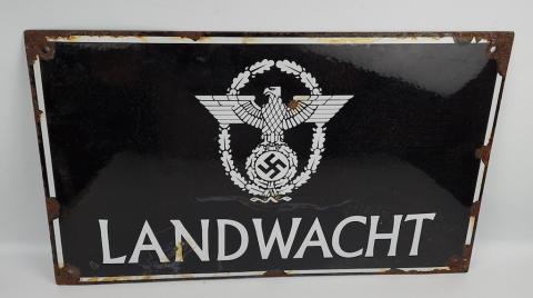 WW2 German Nazi Landwatch Gendarmerie Police Polizei enamel sign original for sale