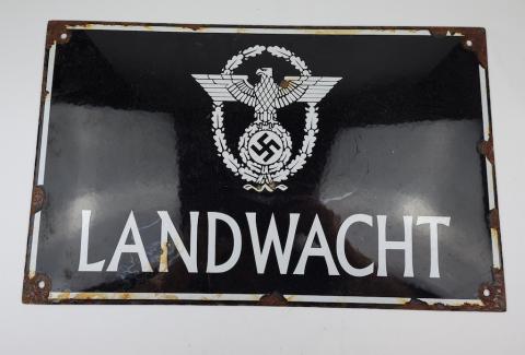 WW2 German Nazi Landwatch Gendarmerie Police Polizei enamel sign original for sale