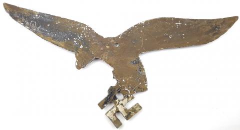 WW2 German Nazi large alminium LUFTWAFFE wall eagle with swastika